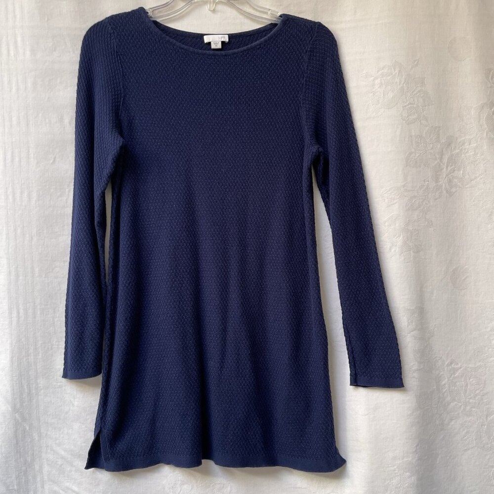 J‎ Jill Long Sleeve Boat Neck Sweater Womens XS Blue Tunic Knit Party Vacation